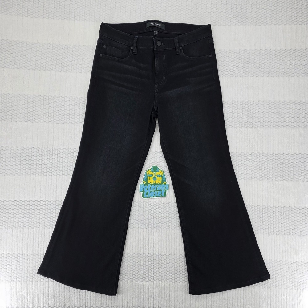 Liverpool Los Angeles Hannah Flare Black Denim Jeans Womens 12 32X27